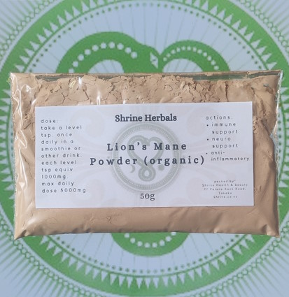 Shrine Herbals Organic Lion's Mane Powder. SKU-3001.